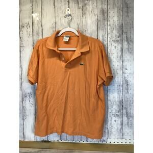 Lacoste Men's Breathable Orange Cotton Short Sleeve Polo Shirt Size 6